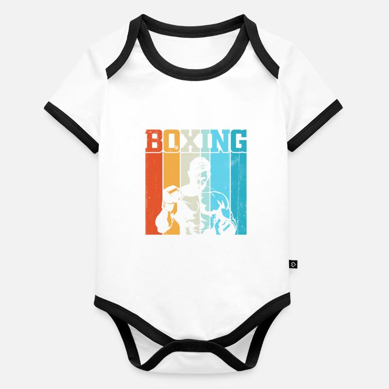 Boxe Rétro Body Bébé bio contrasté manches courtes