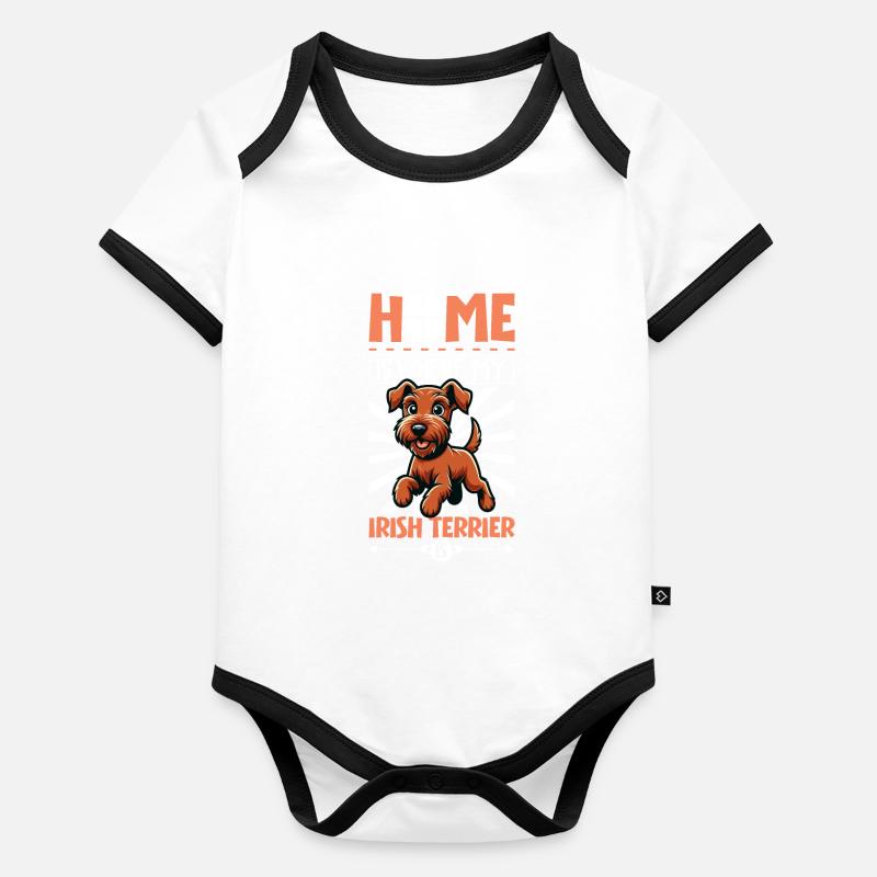 Zuhause - Irish Terrier Baby Bio-Kurzarm-Kontrastbody