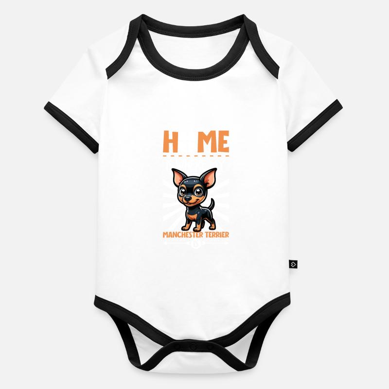 Zuhause - Manchester Terrier Baby Bio-Kurzarm-Kontrastbody