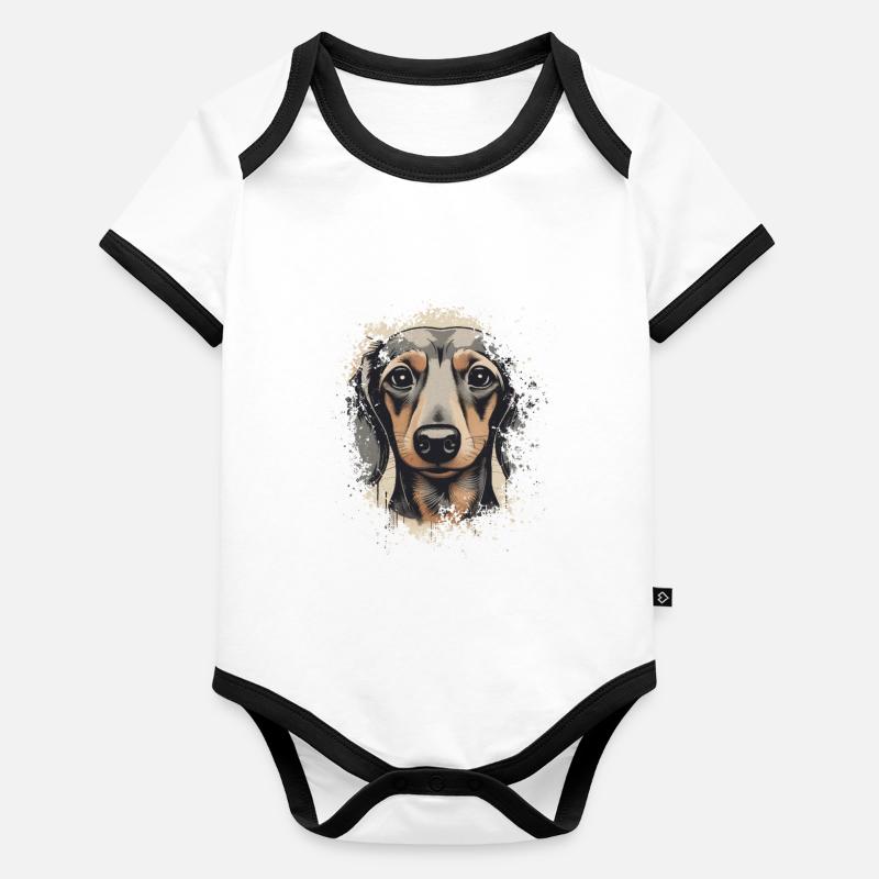 Dackel Teckel Kurzhaardackel Dachshund Baby Bio-Kurzarm-Kontrastbody
