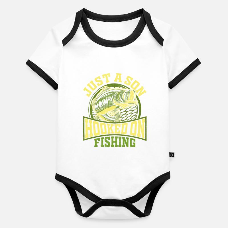 Just a Son hooked on Fishing Organic Baby Contrasting Bodysuit
