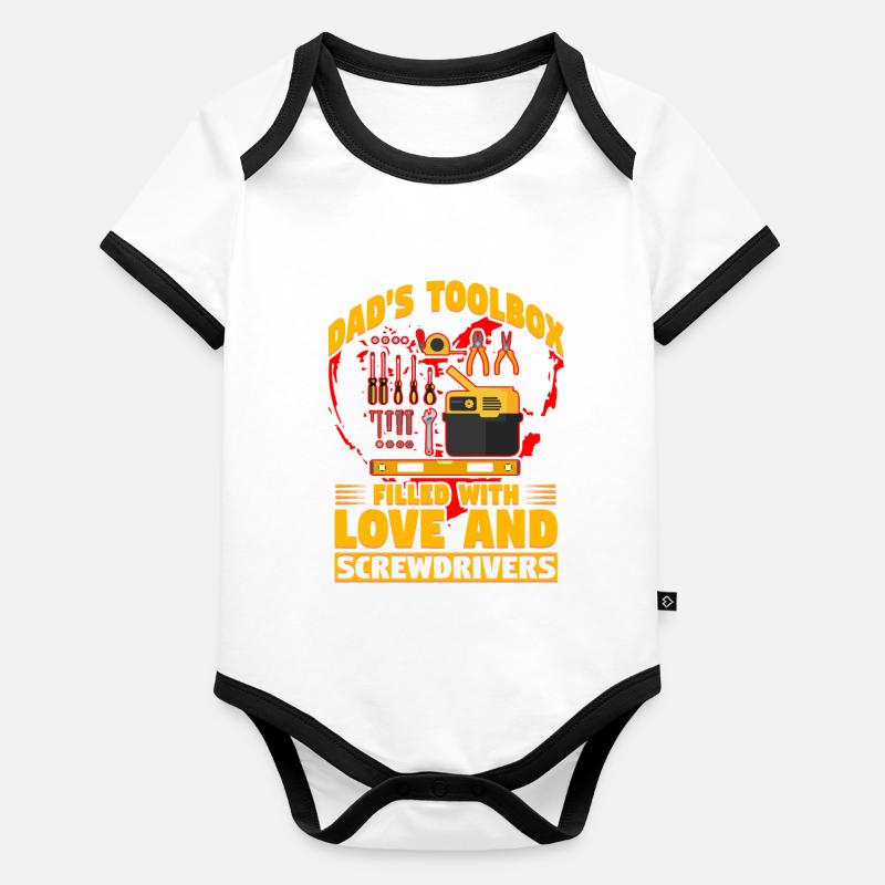 Dad's Toolbox filled with Love and Screwdrivers Organic Baby Contrasting Bodysuit