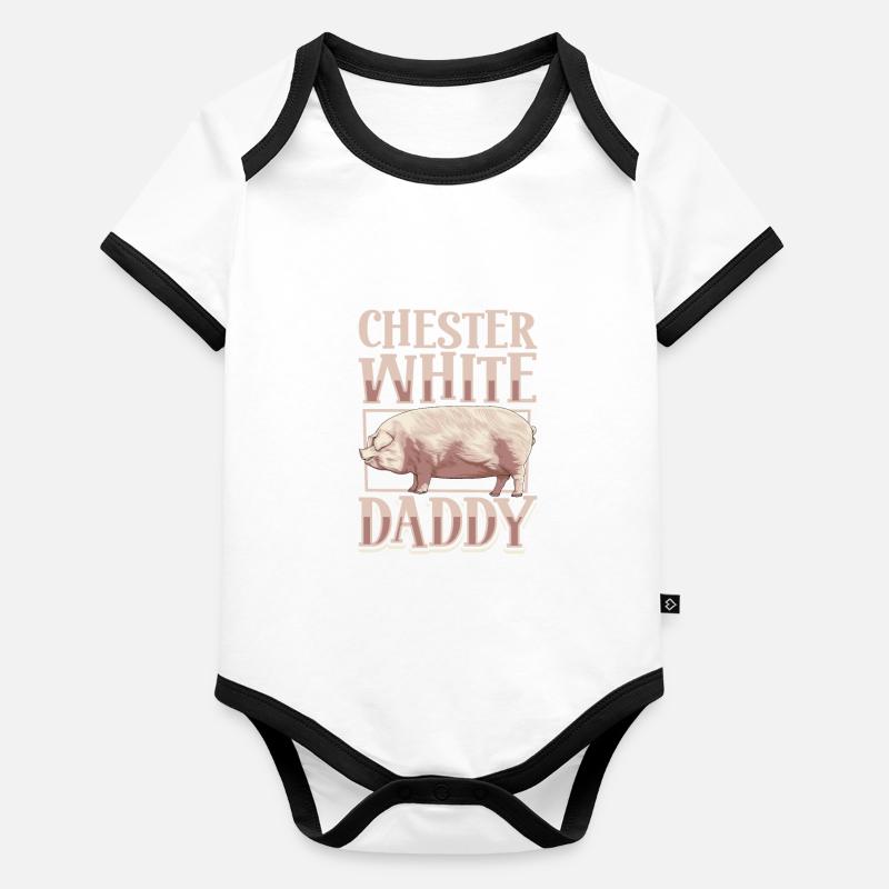 Chester White Pig Dad Body Bébé bio contrasté manches courtes