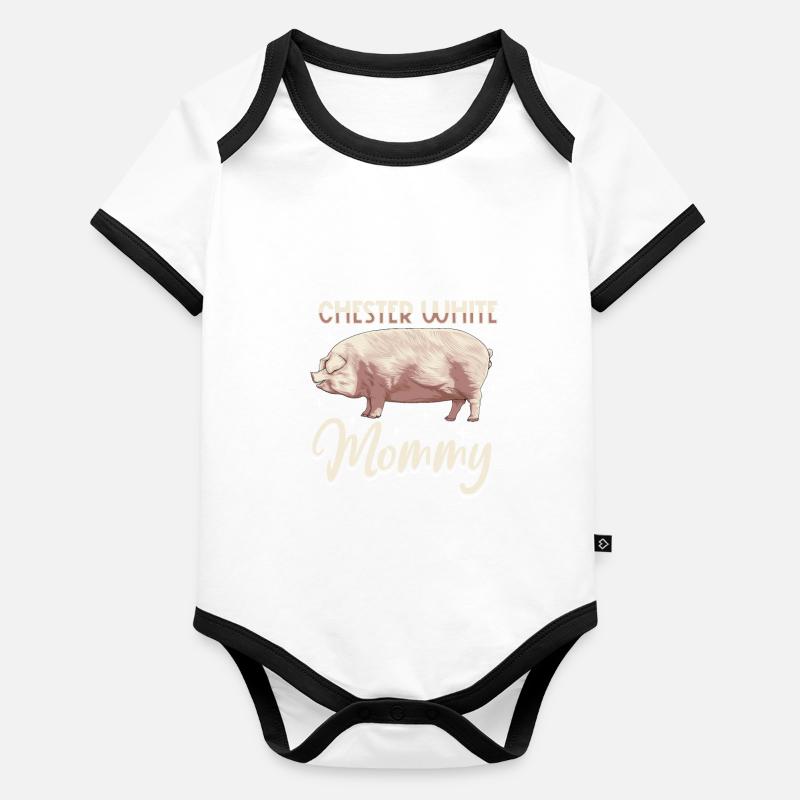 Maman cochon blanc Chester Body Bébé bio contrasté manches courtes