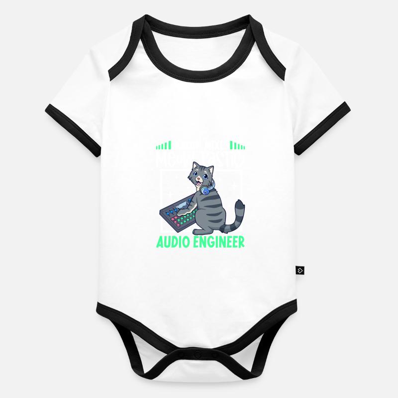 Chat à la table de mixage - ingénieur du son Body Bébé bio contrasté manches courtes