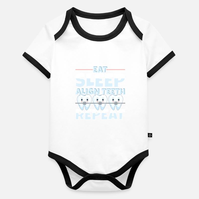 Eat Sleep Align Teeth Zahnarzt Baby Bio-Kurzarm-Kontrastbody