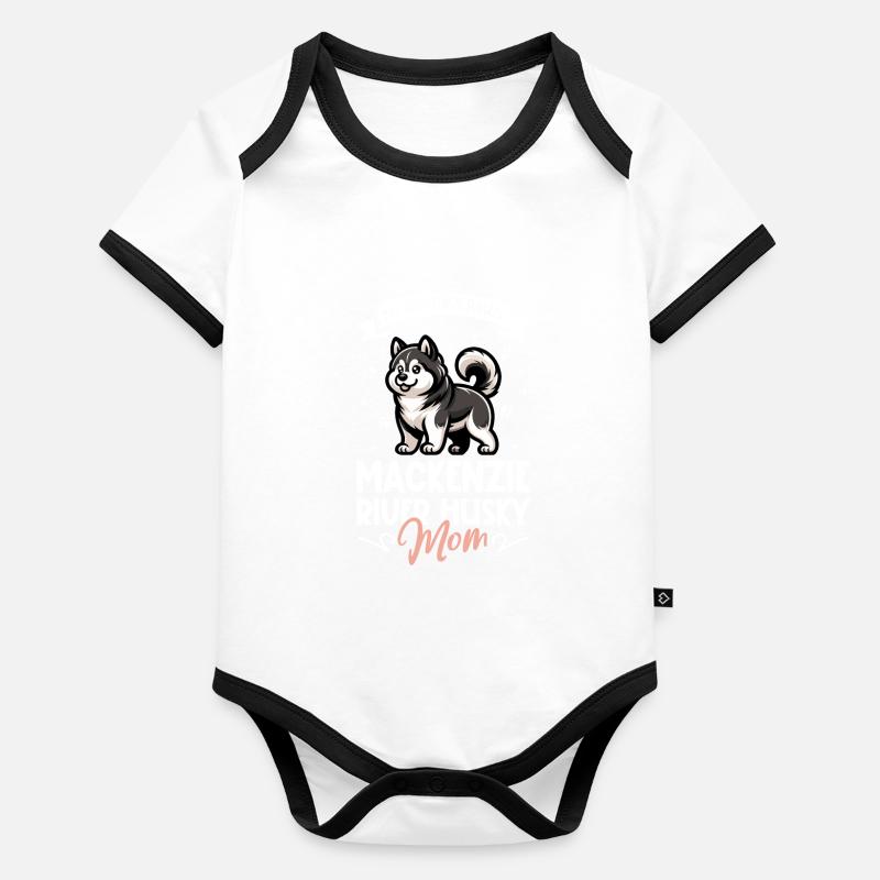 Maman husky du fleuve Mackenzie Body Bébé bio contrasté manches courtes