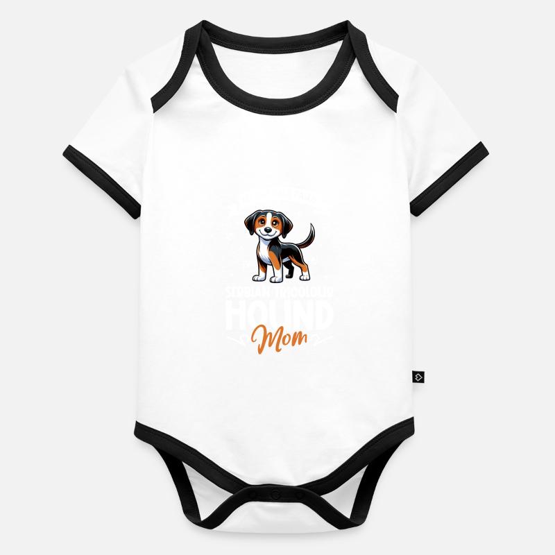 Dreifarbiger Serbischer Laufhund Mama Baby Bio-Kurzarm-Kontrastbody
