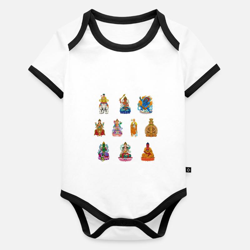 Bodhisattvas - Dieux bouddhistes Body Bébé bio contrasté manches courtes