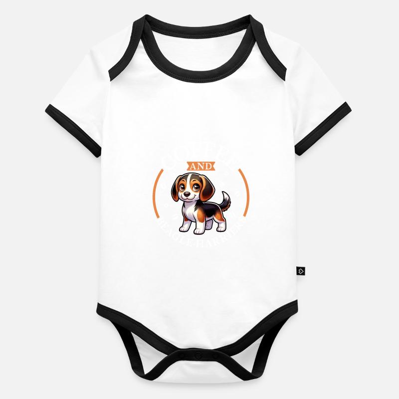 Coffee and Beagle Harrier Organic Baby Contrasting Bodysuit