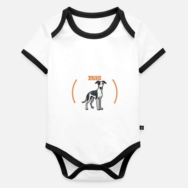 Café et lévrier Body Bébé bio contrasté manches courtes