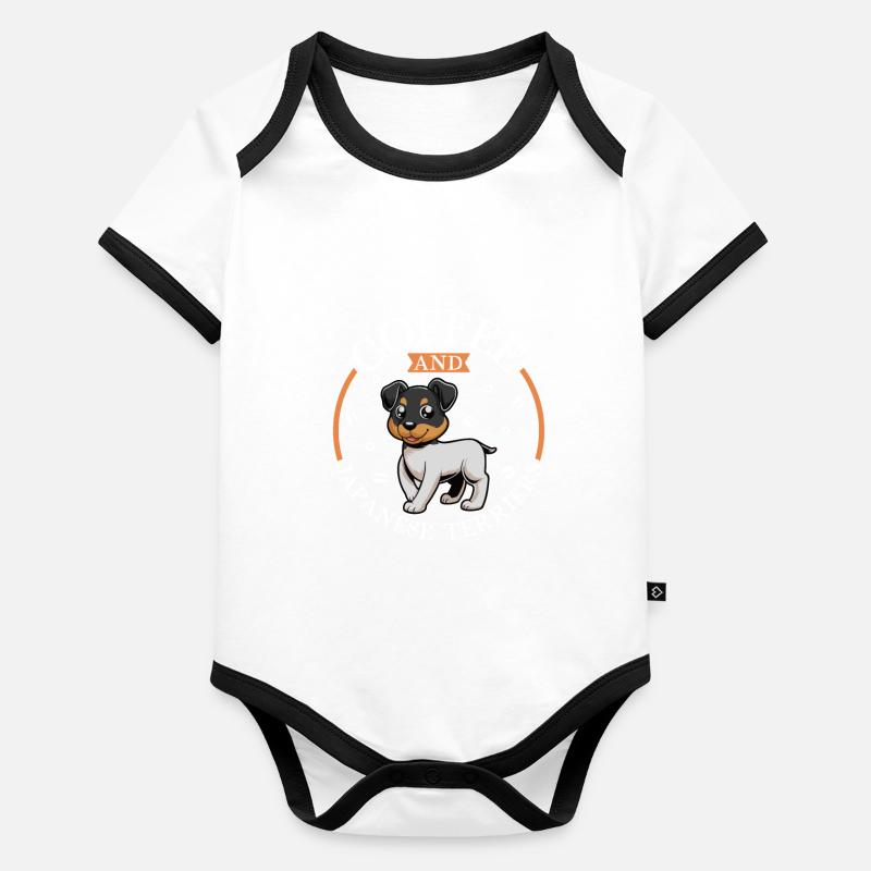 Kaffee und Japanischer Terrier Baby Bio-Kurzarm-Kontrastbody
