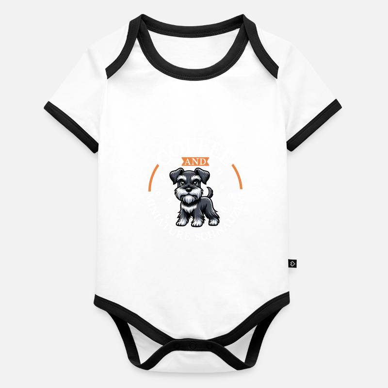 Café et schnauzer nain Body Bébé bio contrasté manches courtes
