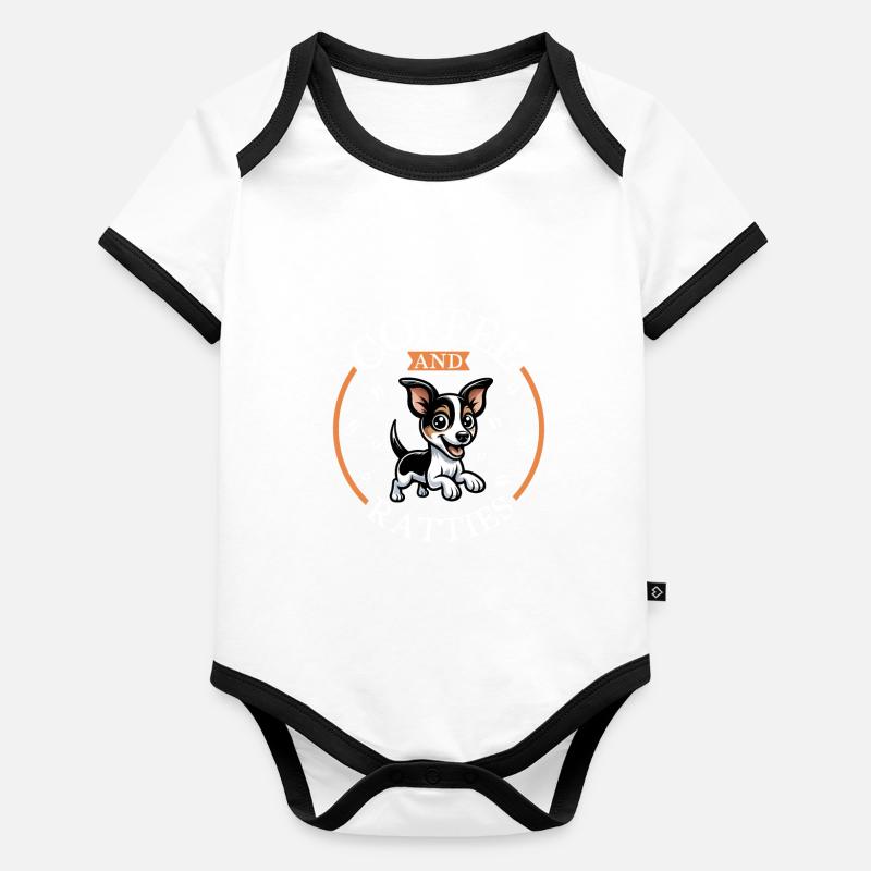 Café et Rat Terrier Body Bébé bio contrasté manches courtes