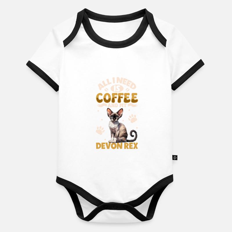 Kaffee und meine Devon Rex Baby Bio-Kurzarm-Kontrastbody