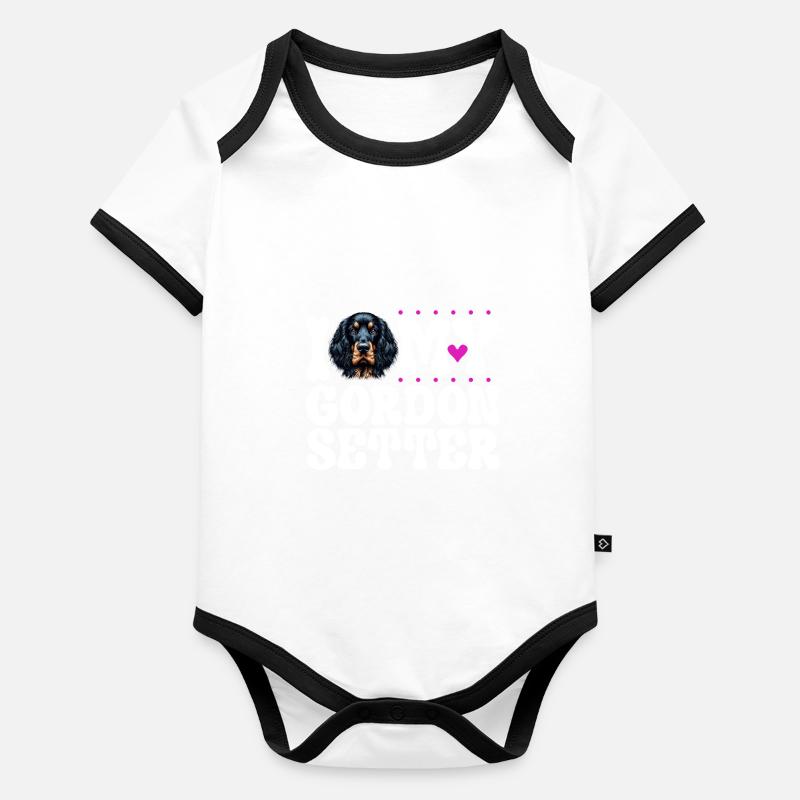 J’adore mon Gordon Setter Body Bébé bio contrasté manches courtes