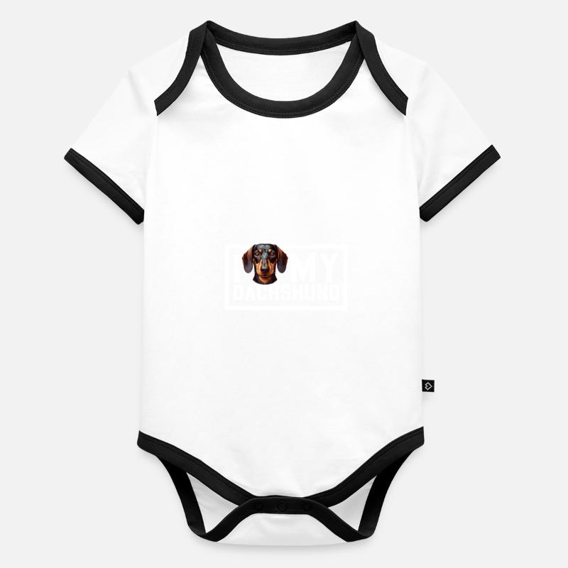 J’adore mon teckel Body Bébé bio contrasté manches courtes