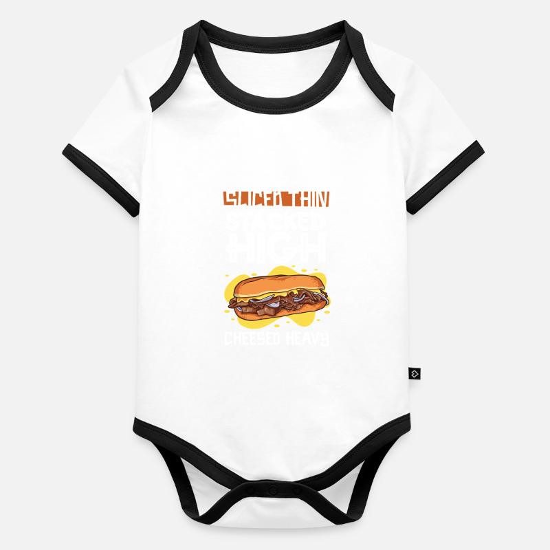 Thinly Sliced - Philly Cheesesteak Organic Baby Contrasting Bodysuit