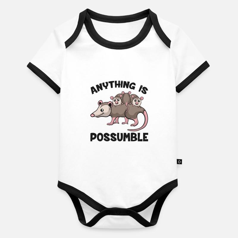 Lustiges Opossum Anything Is Possumble Opossum Baby Bio-Kurzarm-Kontrastbody