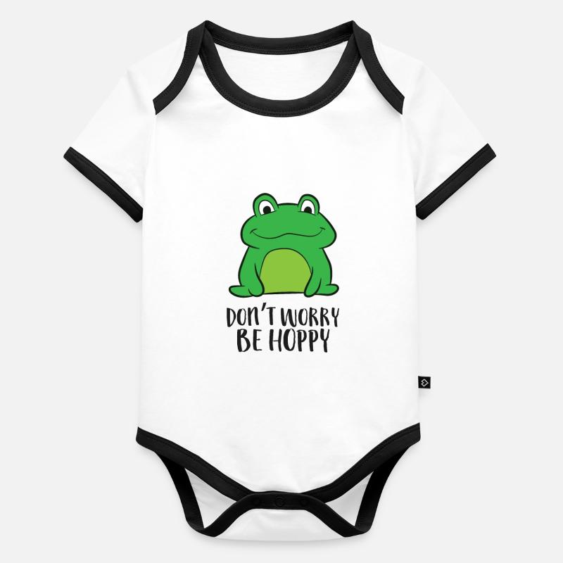 Grenouille crapaud Don’t Worry Be Hoppy Douce grenouille Body Bébé bio contrasté manches courtes