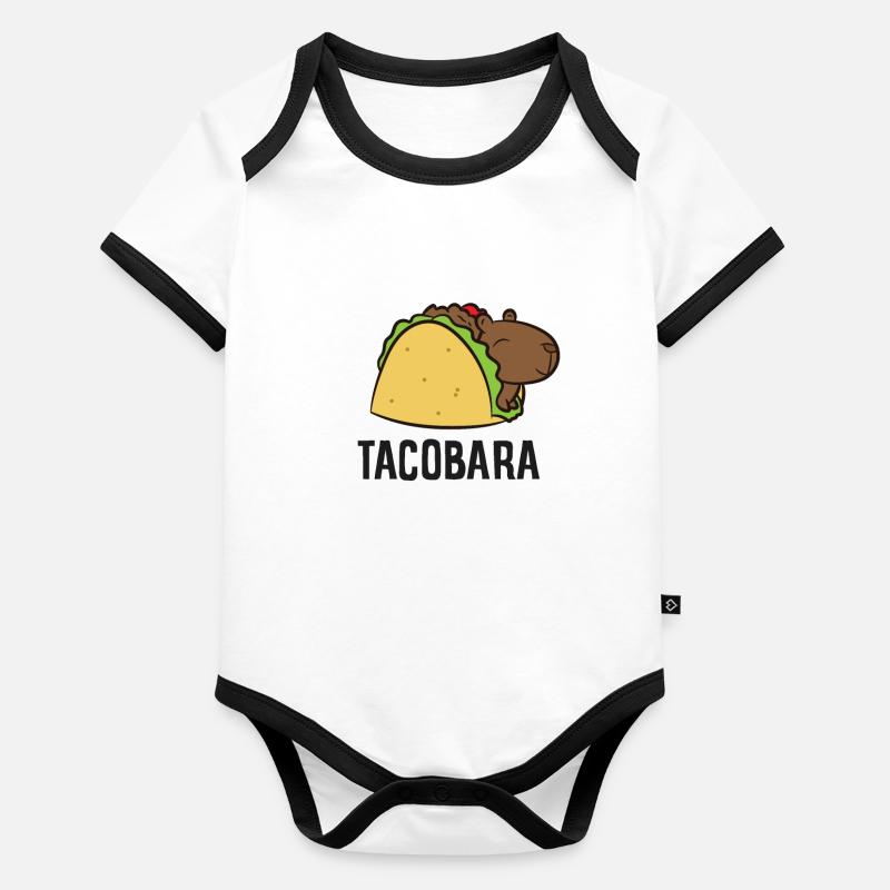 Tacobara Funny Capybara Tacos Body Bébé bio contrasté manches courtes