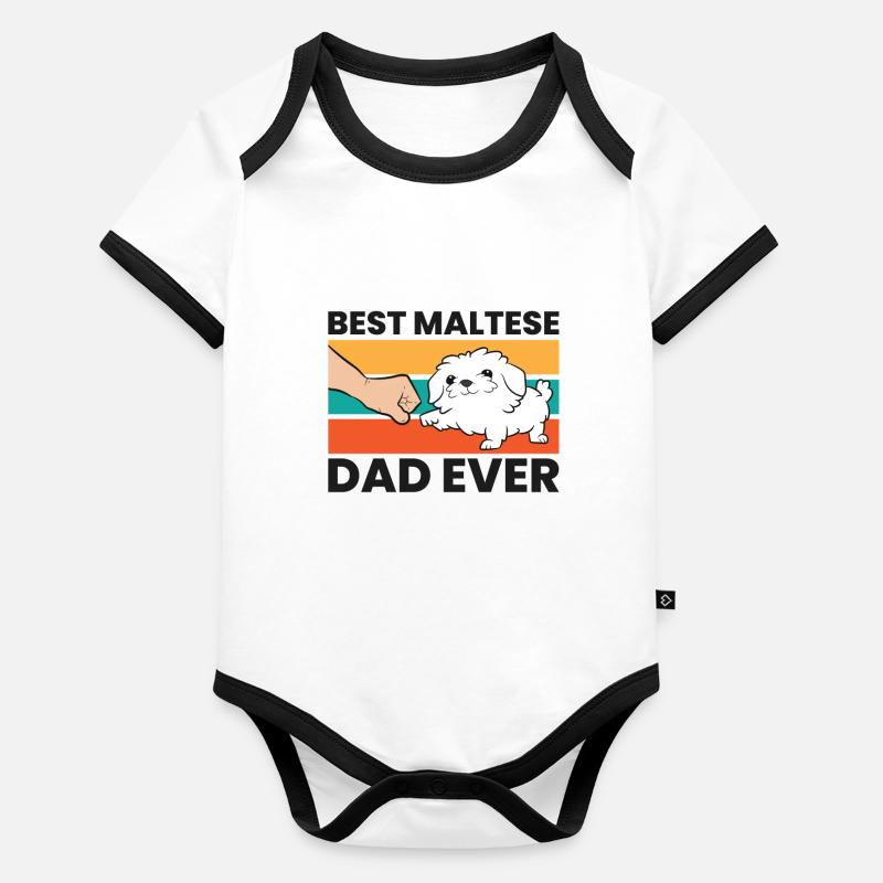 Malteser Hundehalter Bester Malteser Papa aller Baby Bio-Kurzarm-Kontrastbody