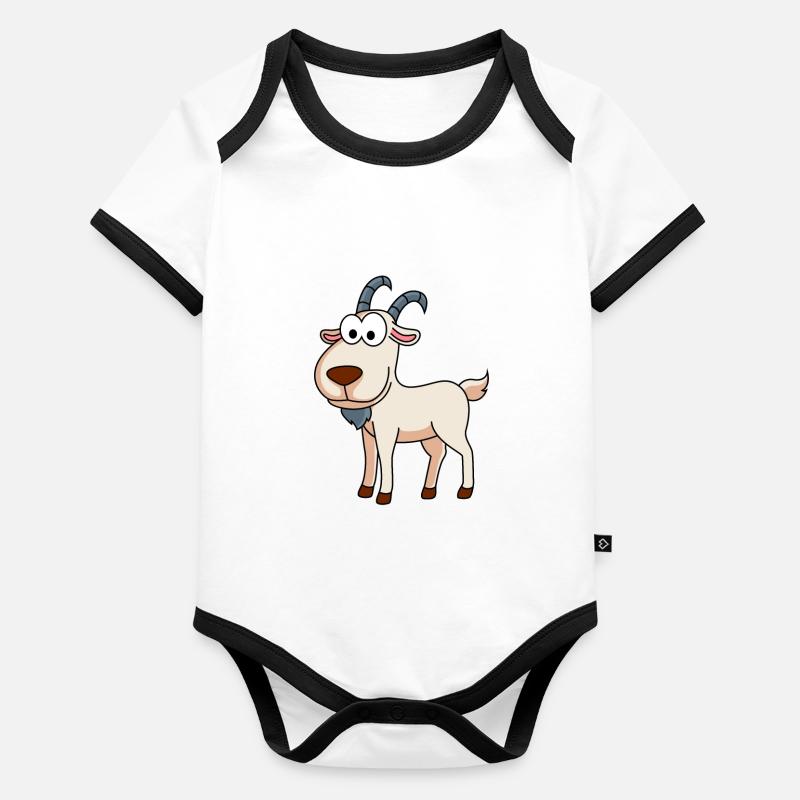 Bergziege Comic Tier Baby Bio-Kurzarm-Kontrastbody