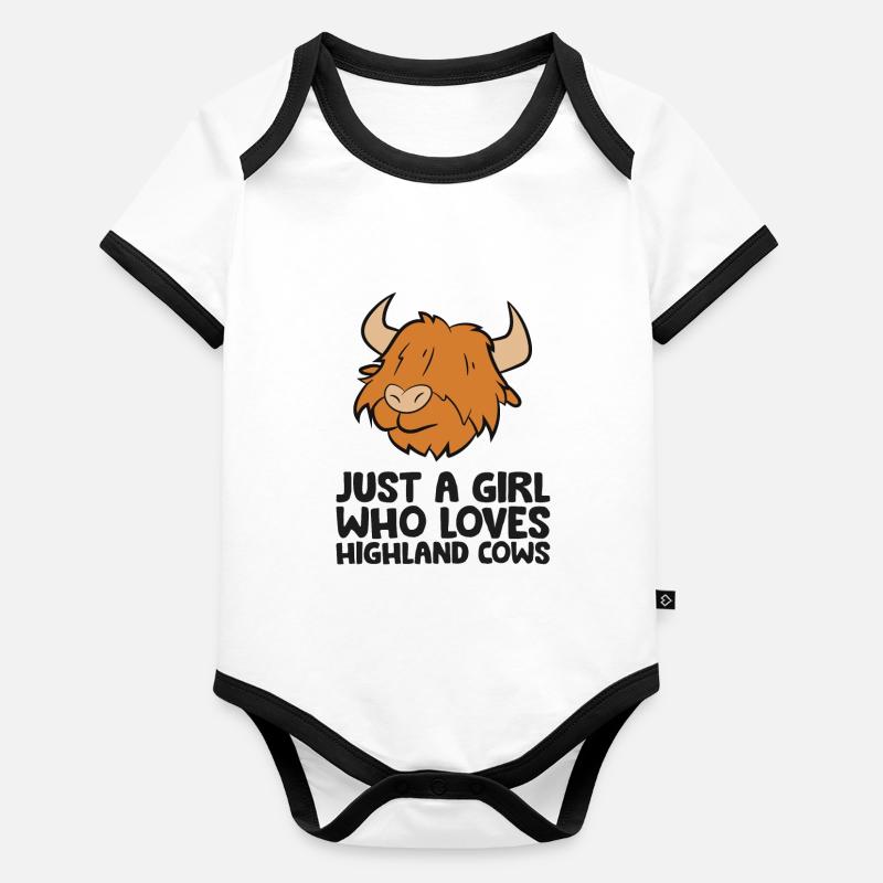 Nur ein Mädchen, das Hochlandkühe liebt Baby Bio-Kurzarm-Kontrastbody