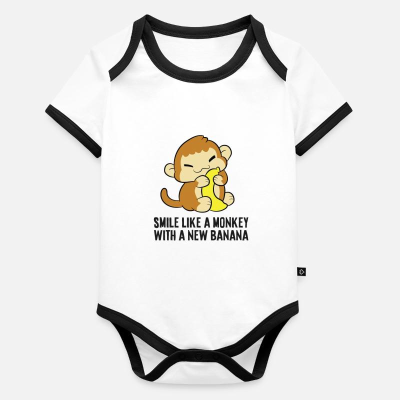 Lächeln wie ein Affe mit einer neuen Banane Baby Bio-Kurzarm-Kontrastbody