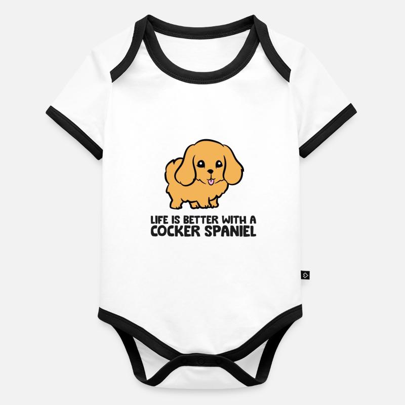 Cocker Spaniel Propriétaire la vie est meilleure avec un cocker Body Bébé bio contrasté manches courtes
