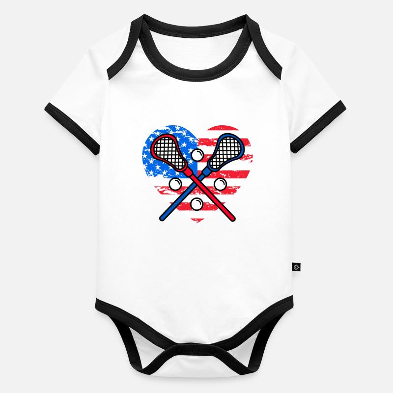 Lacrosse USA Drapeau Body Bébé bio contrasté manches courtes