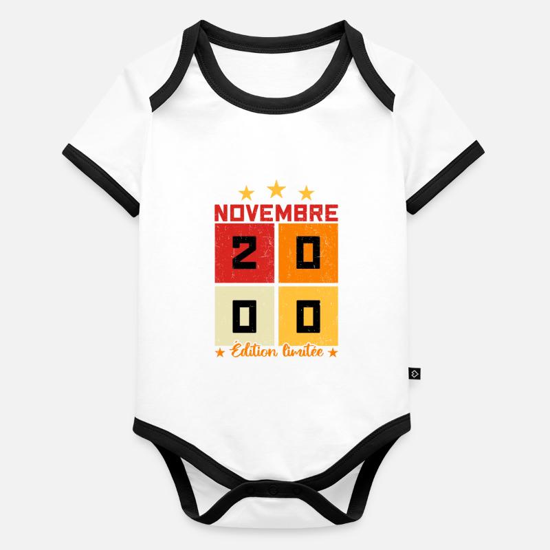 Novembre 2000 Édition limitée Body Bébé bio contrasté manches courtes