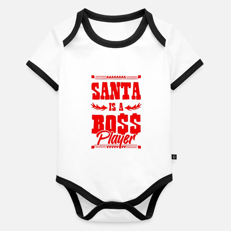 Santa is a Boss Organic Baby Contrasting Bodysuit