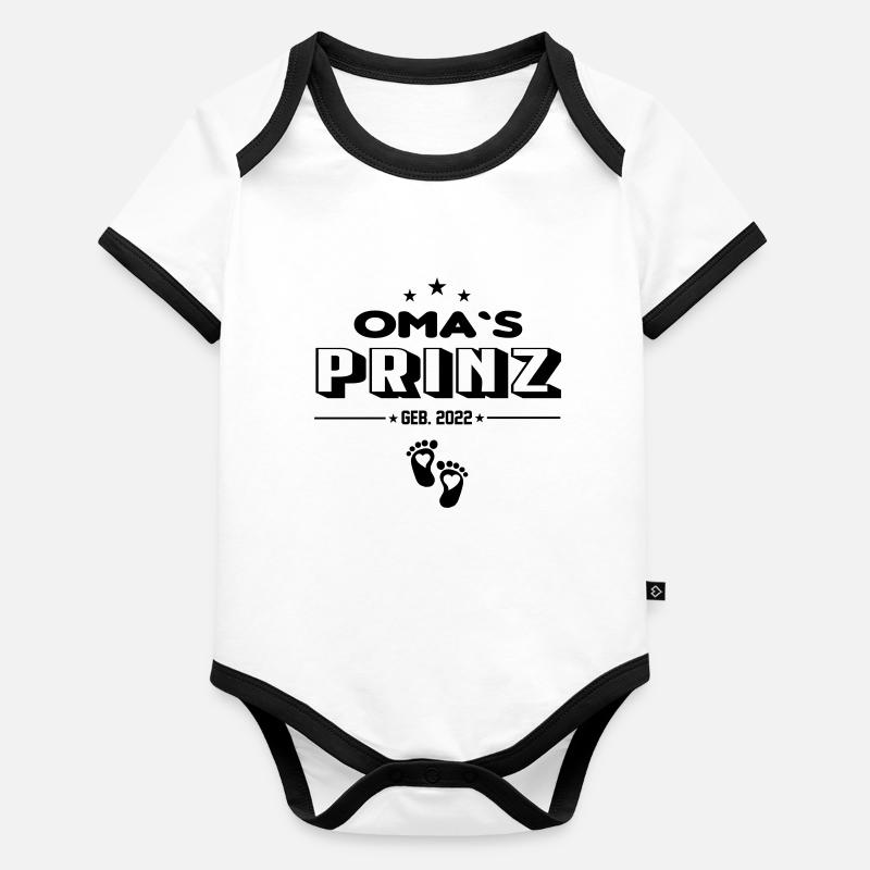 Säugling Baby 2022 Omas Prinz Baby Bio-Kurzarm-Kontrastbody