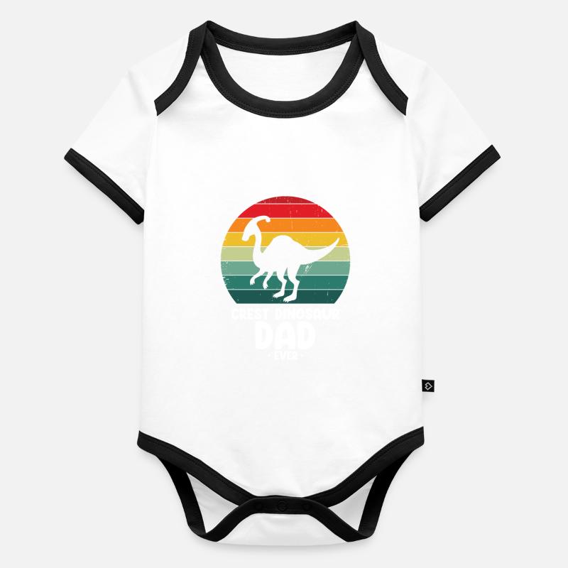 Crest Dinosaur Papa for Parasaurolophus Organic Baby Contrasting Bodysuit