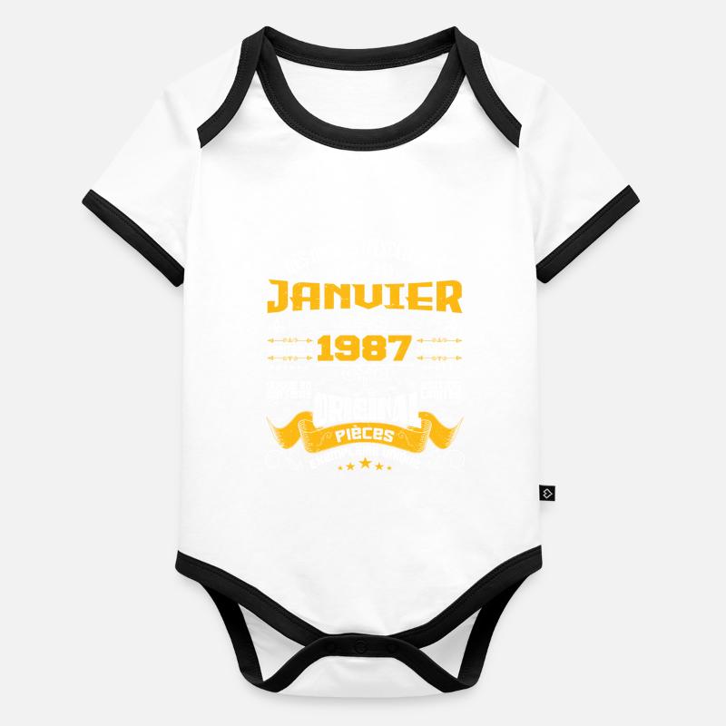 JANVIER 1987 | ORIGINAL PIÈCES Body Bébé bio contrasté manches courtes