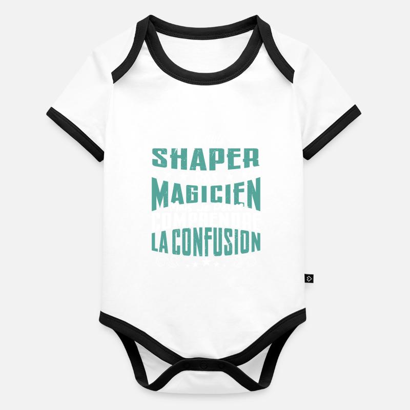 Je Suis Shaper Pas Magicien Body Bébé bio contrasté manches courtes