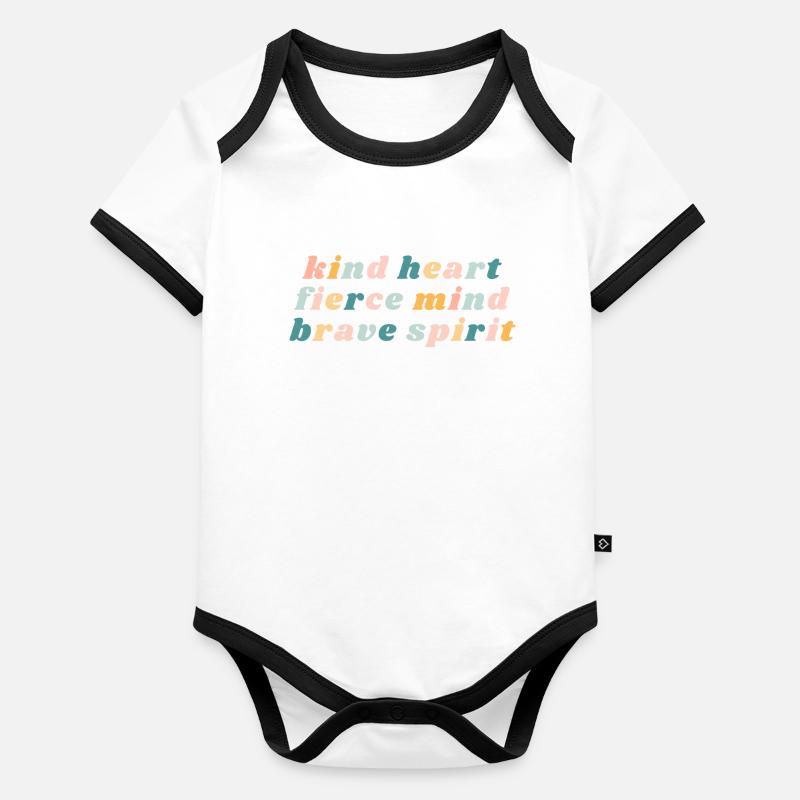 Freundliches Herz Heftiger Geist Tapferer Geist - Christian Baby Bio-Kurzarm-Kontrastbody