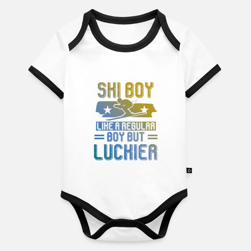 Garçon de ski Body Bébé bio contrasté manches courtes