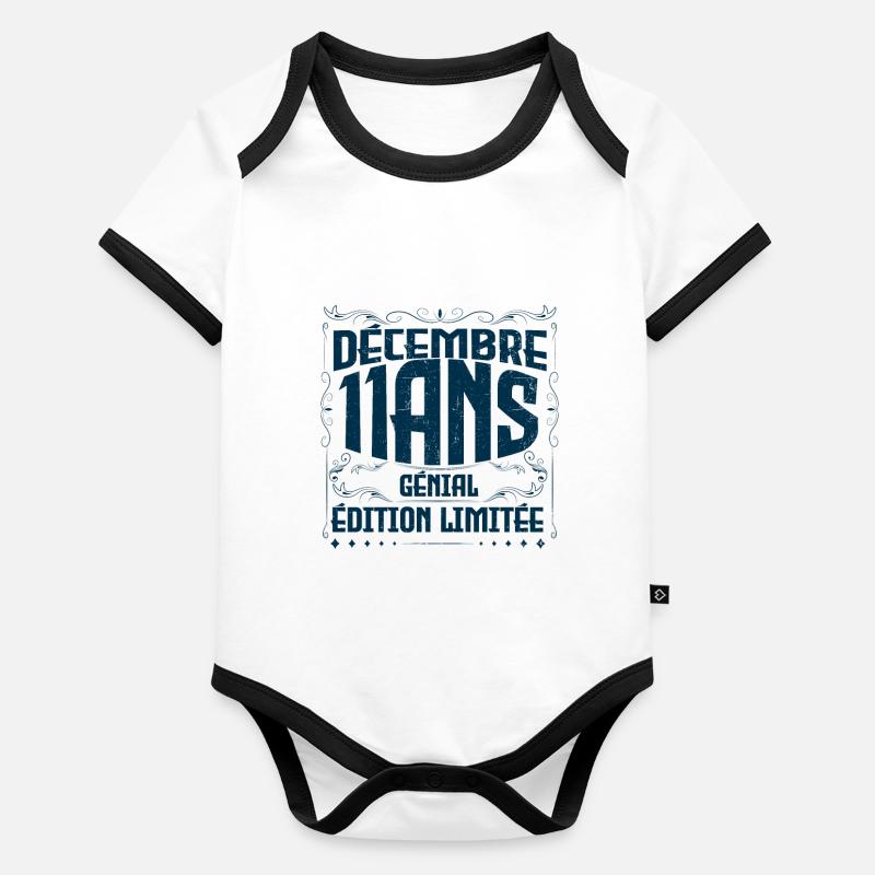 DÉCEMBRE 11 Ans | Édition limitée Body Bébé bio contrasté manches courtes