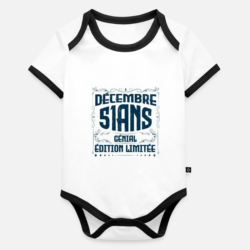 DÉCEMBRE 51 Ans | Édition limitée Body Bébé bio contrasté manches courtes