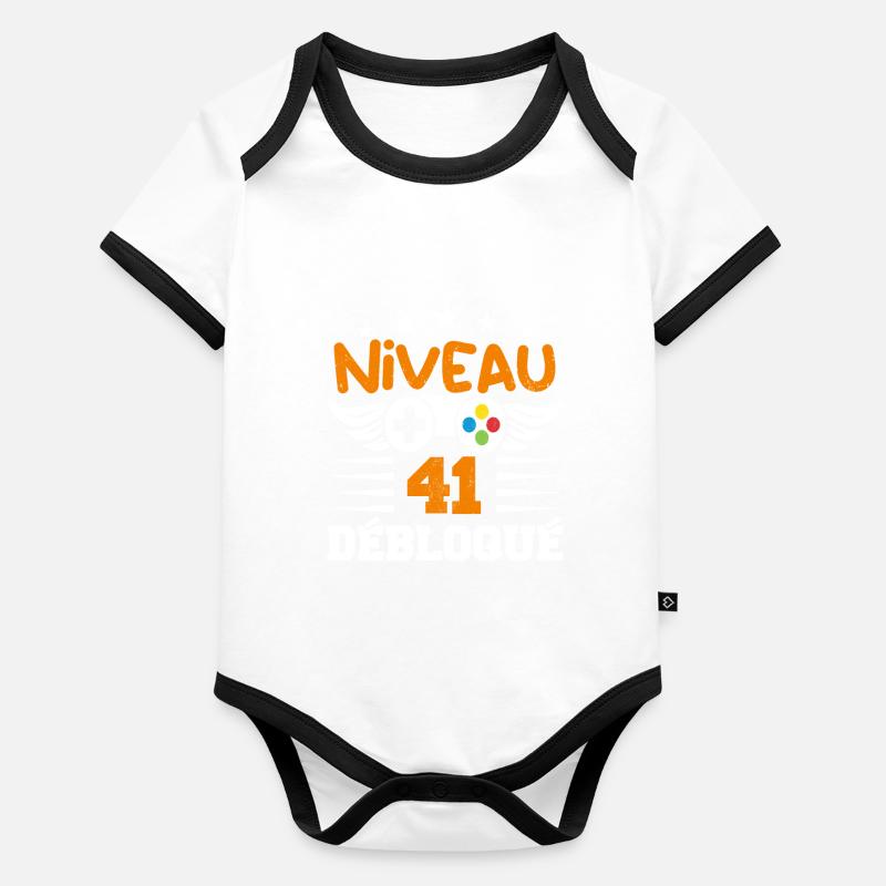 Niveau 41 débloqué - idée cadeau anniversaire Body Bébé bio contrasté manches courtes