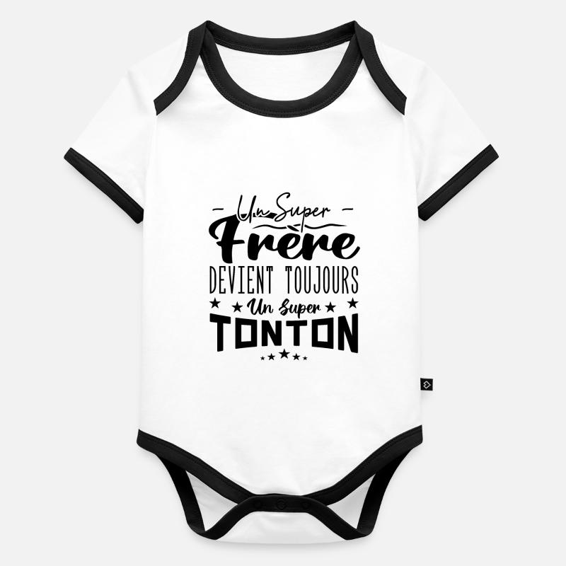 Un super frère devient toujours un Super Tonton Body Bébé bio contrasté manches courtes