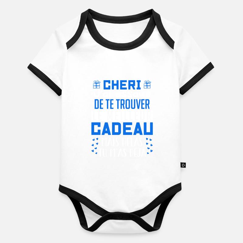 Chéri, cadeau pour la Saint Valentin Body Bébé bio contrasté manches courtes