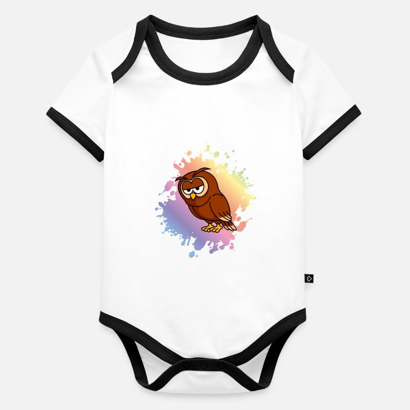 Eule Comic Baby Bio-Kurzarm-Kontrastbody