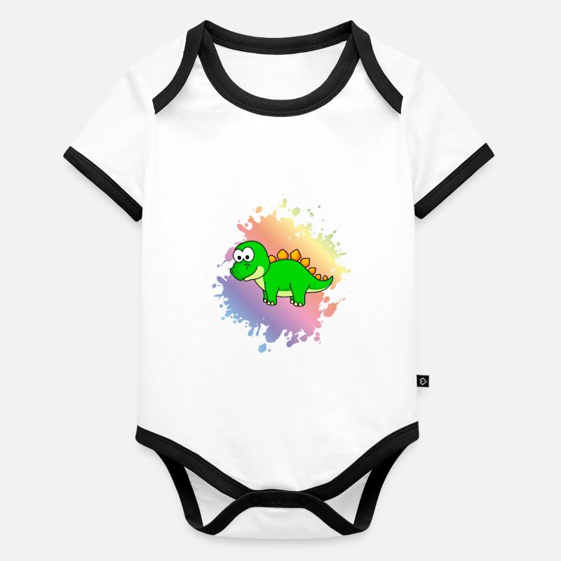 Dinosaur stegosaurus Comic Organic Baby Contrasting Bodysuit