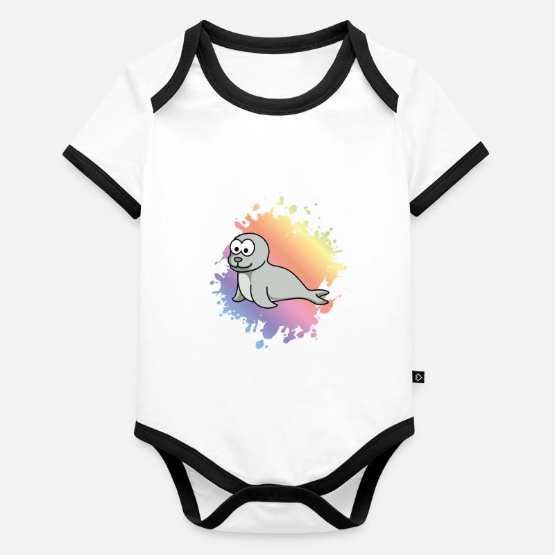 Robbe Tier Comic Baby Bio-Kurzarm-Kontrastbody