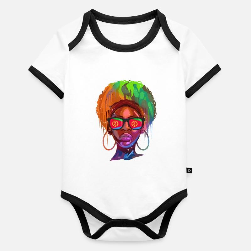 Erythrée Body Bébé bio contrasté manches courtes