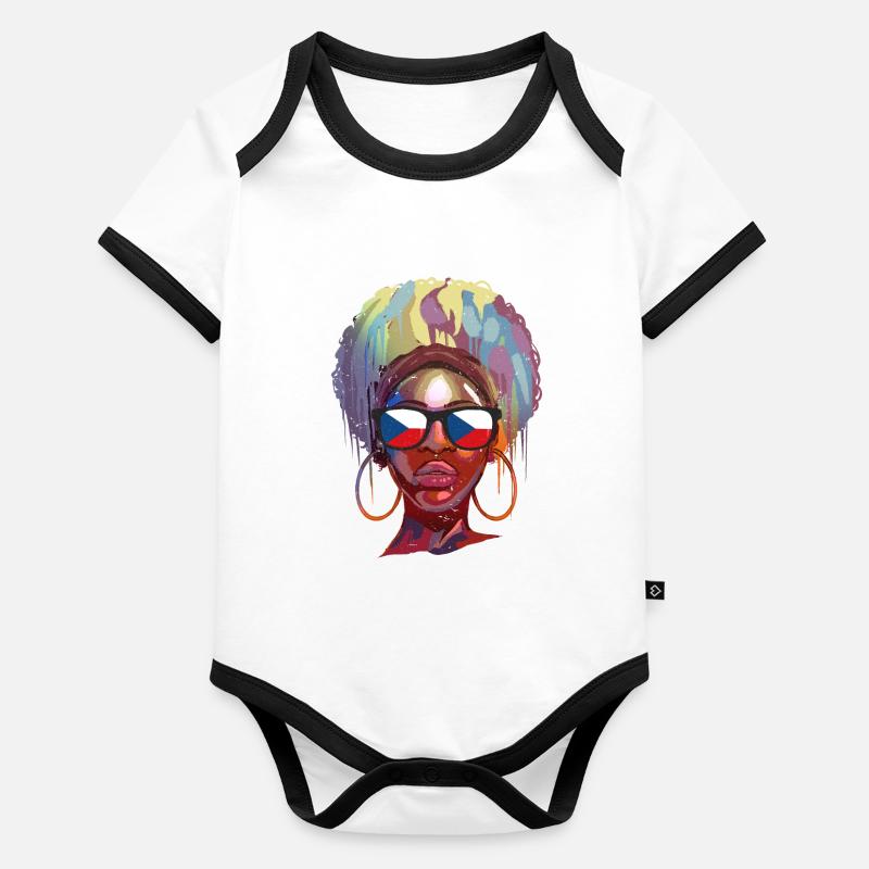 République tchèque Body Bébé bio contrasté manches courtes