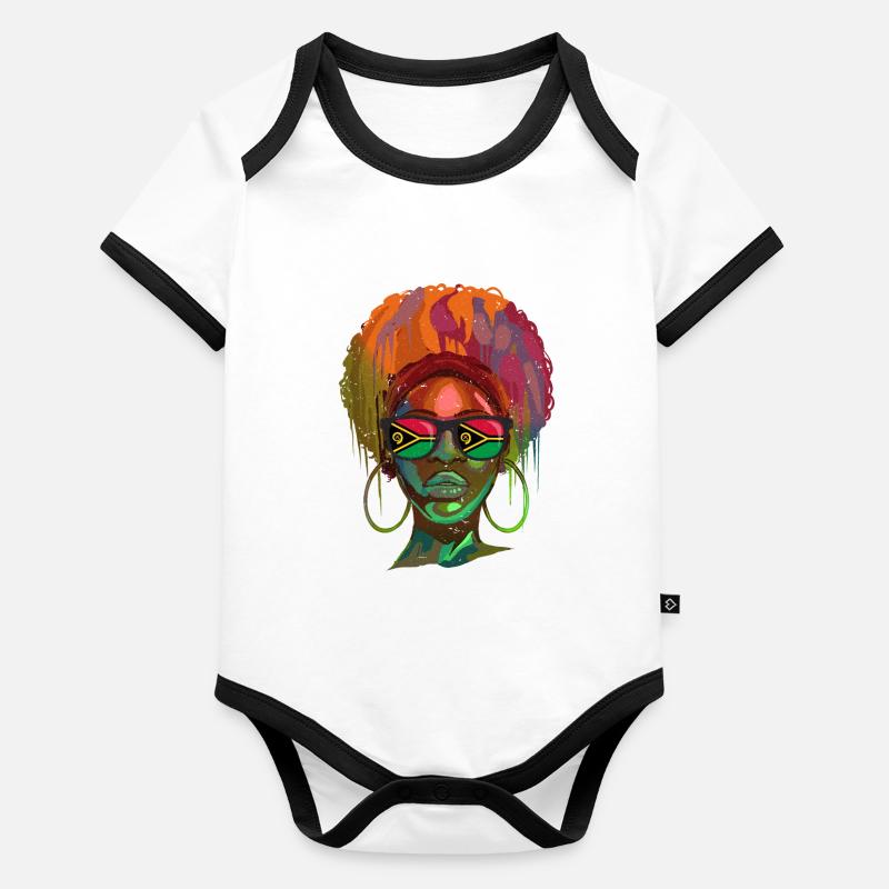 Vanuatu Body Bébé bio contrasté manches courtes